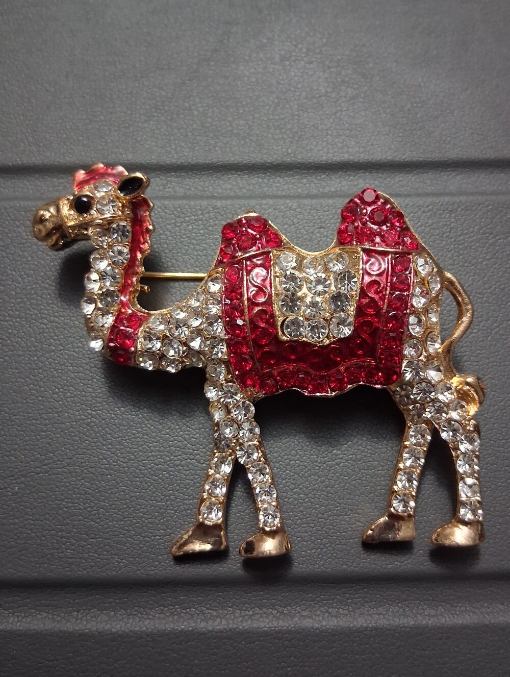Camel Brooch/Pendant with Red Saddle